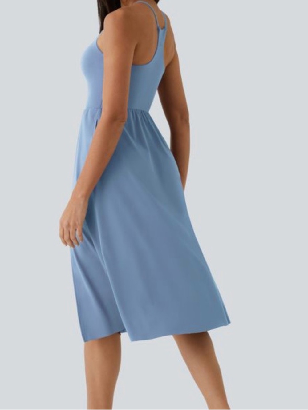 HALARA Light Blue Midi Dress - Sleeveless Casual! Size Medium! NWOT! Pockets!